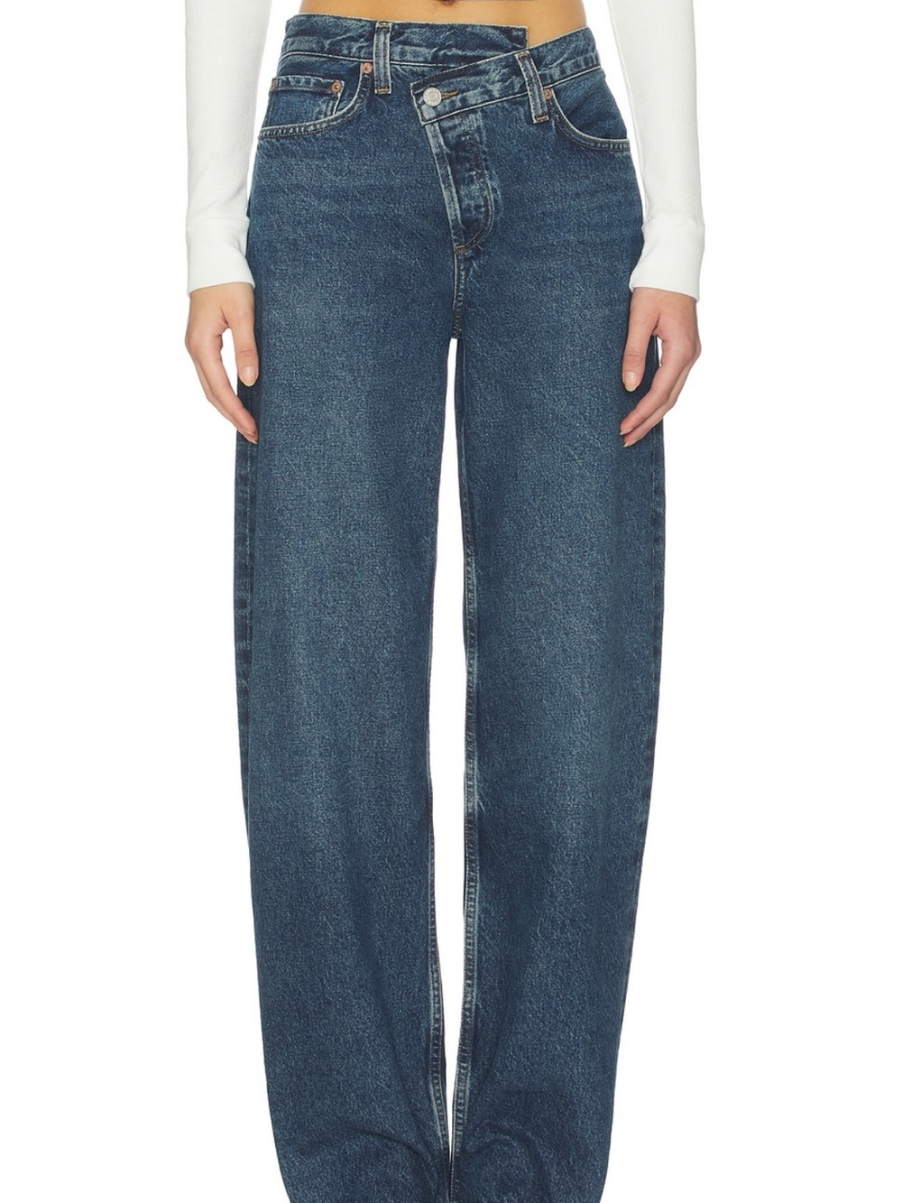 AGOLDE Wide-Leg High-Rise Jeans - Dark Blue Wash